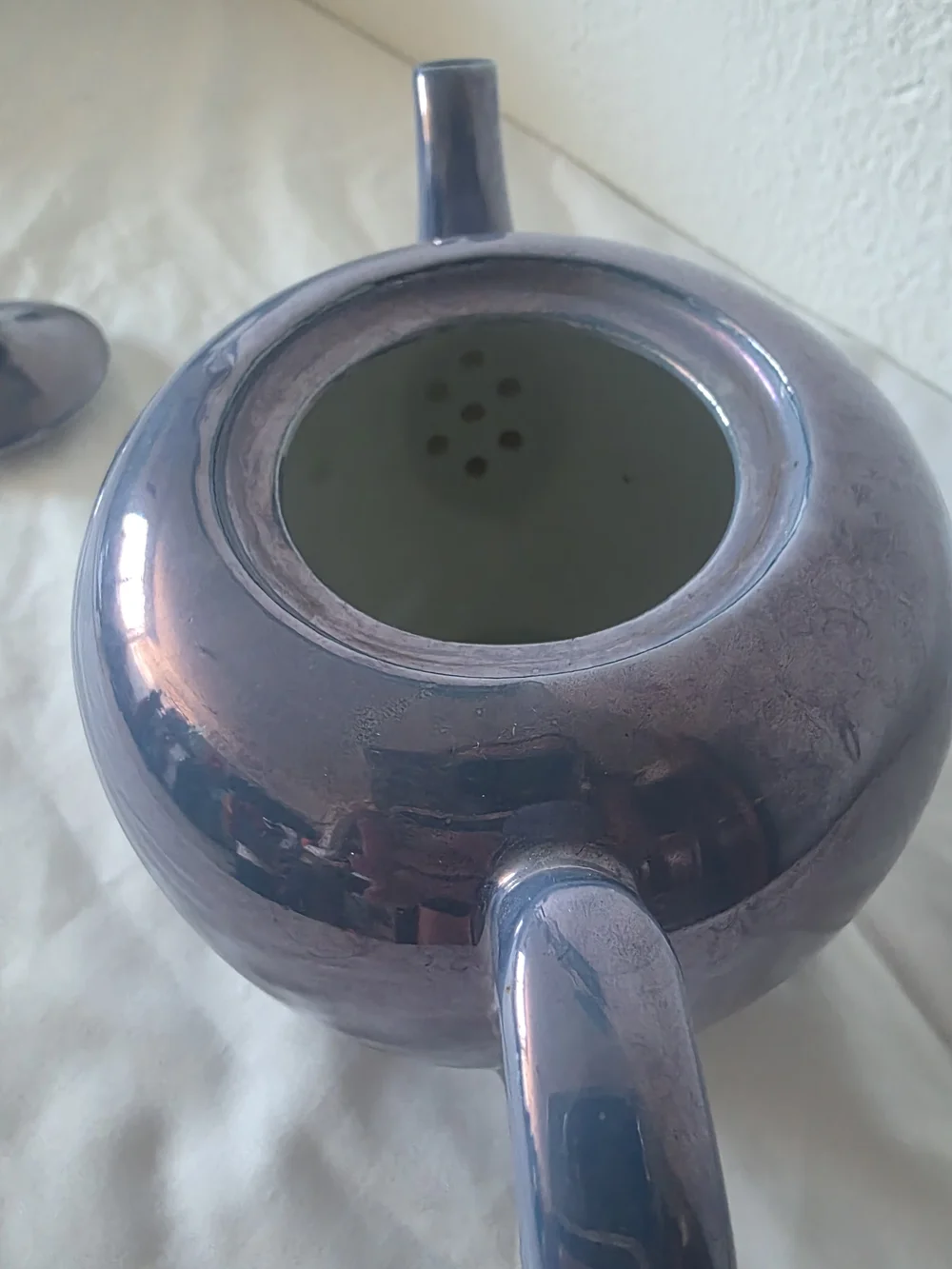 Vintage Iridescent Blue Lusterware Teapot